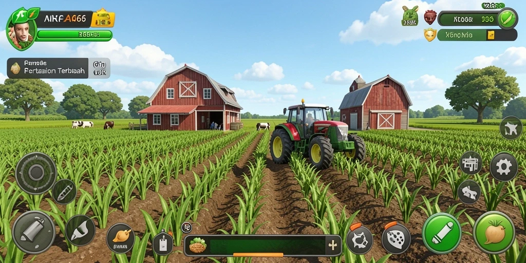 Tampilan memukau dari gameplay AIFA66 saat menangani pertanian.