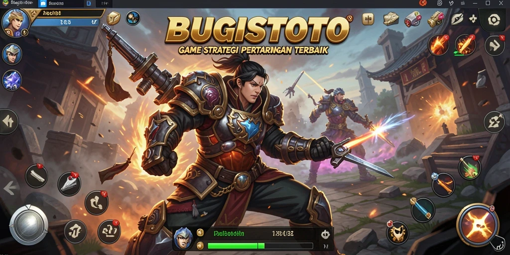 Tampilan gameplay seru dengan strategi pertarungan yang mendebarkan di BUGISTOTO.