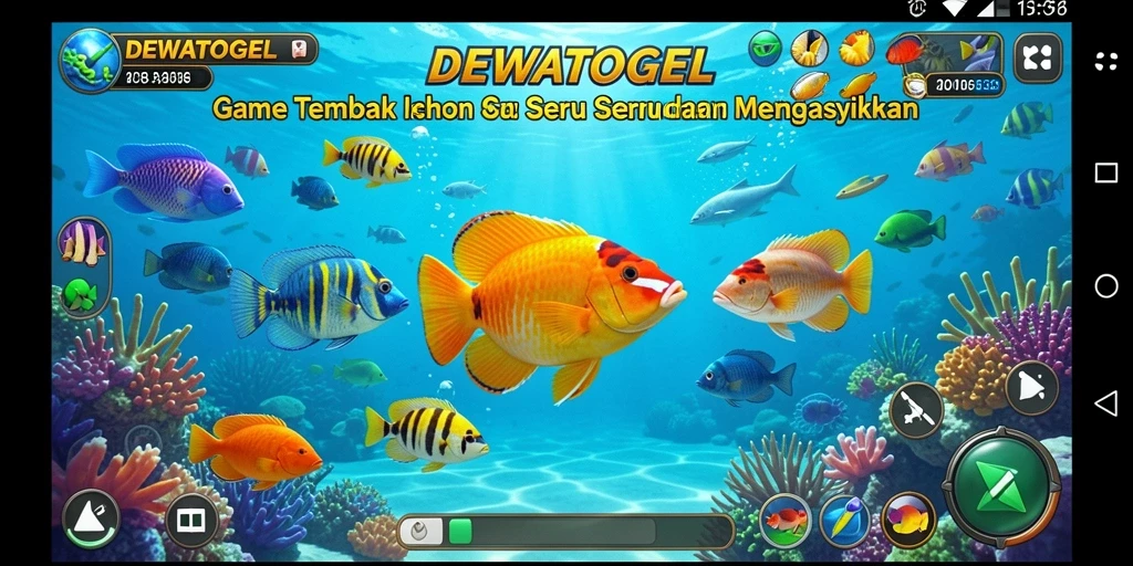 Tampilan gameplay seru di DEWATOGEL saat menembak ikan.