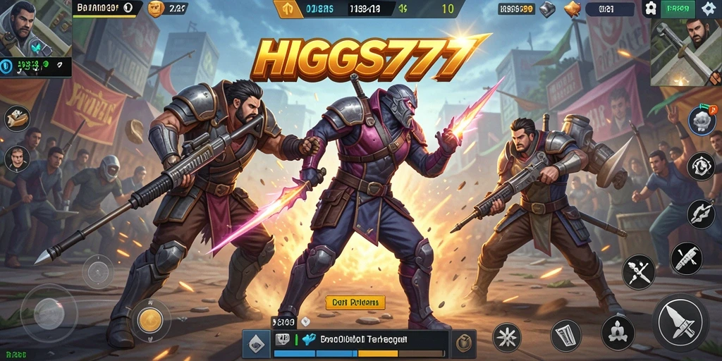 Screenshot HIGGS777 menunjukkan aksi intens di medan perang Battle Royale.