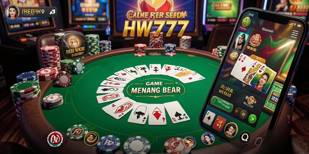 Tampilan gameplay HW777 yang penuh aksi dalam permainan Poker.