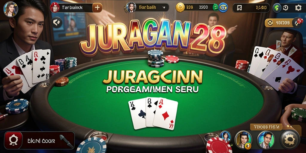 Gameplay seru dalam JURAGAN28 yang memperlihatkan suasana Poker.