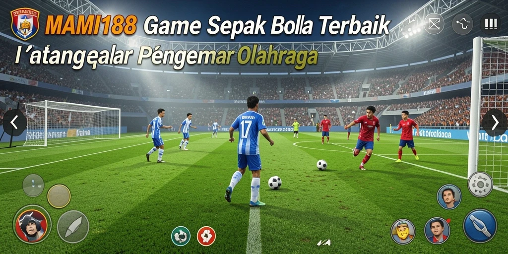 Screenshot gameplay MAMI188 menampilkan aksi sepak bola yang mendebarkan.