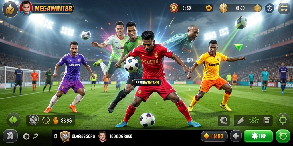 Screenshot utama MEGAWIN188 menampilkan aksi seru gameplay olahraga.