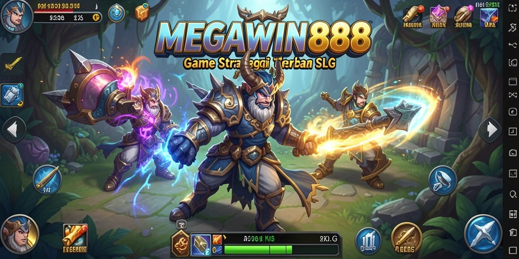 Screenshot gameplay MEGAWIN888 menunjukkan pertempuran strategis yang seru.