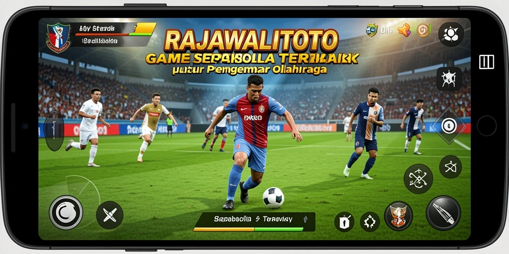 Tampilan gameplay RAJAWALITOTO dengan aksi sepakbola yang mendebarkan.