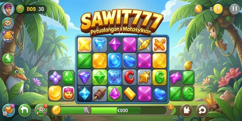 Tampilkan gameplay Match-3 yang seru di SAWIT777.